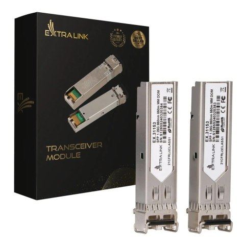 Moduł SFP 1.25G 2-pak 1,25Gbps, LC/UPC, 850nm, 550m, multi mode, DOM