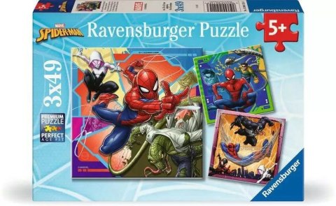 Puzzle 3x49 elementów Spiderman