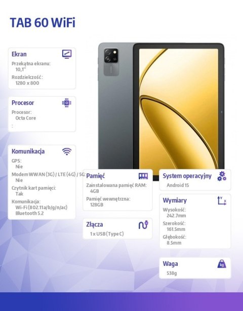 Tablet TAB 60 WiFi 10,1" 4/128GB szary