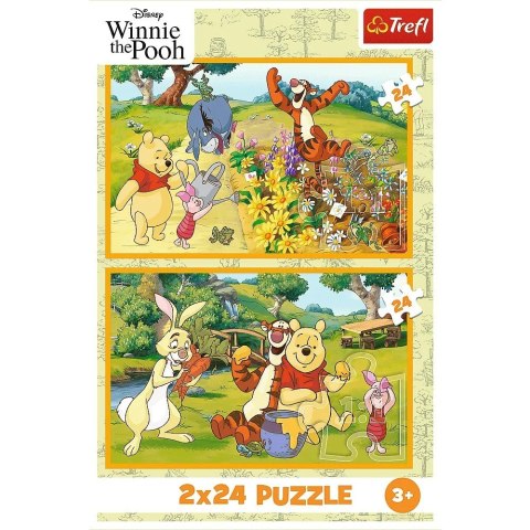 Puzzle 2x24 elementy Kubuś Puchatek Dzień w ogrodzie