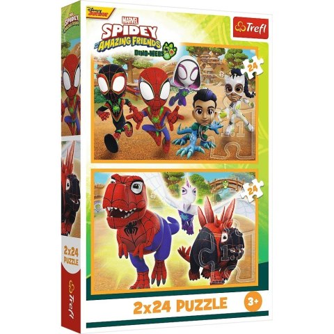 Puzzle 2x24 elementy Spidey i dinozaury