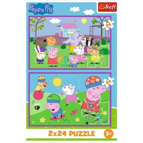 Puzzle 2x24 elementy Świnka Peppa na placu zabaw Puzzle 2x24 elementy Świnka Peppa na placu zabaw