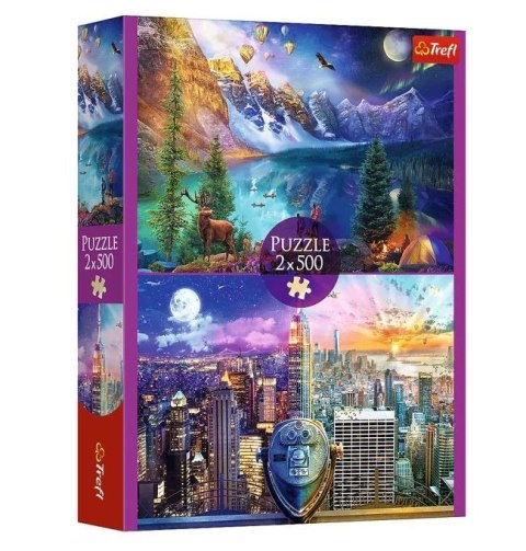 Puzzle 2x500 elementów Wycieczka po Ameryce