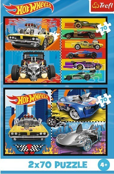 Puzzle 2x70 elementów Hot Wheels Samochodziki