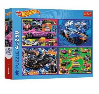 Puzzle 4x250 Wyścigowe auta Hot Wheels