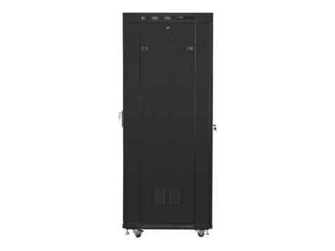 Szafa instalacyjna rack stojąca 19 37u 600x800 czarna, drzwi szklane lcd (Flat pack)