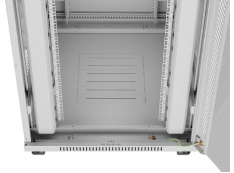 Szafa stojąca rack 19'' 42U 800x1000 szara drzwi szkalne flat pack