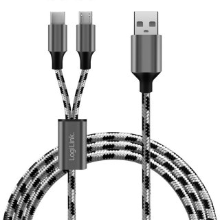 Kabel USB2.0 A/M do micro USB + USB-C, 1.2m