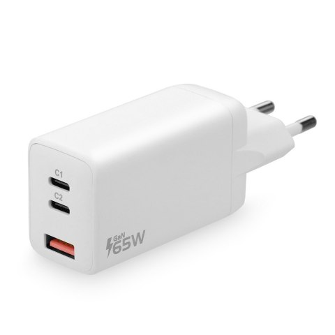 Ładowarka USB/USB-C QC4+ 65W technologia GaN Biała