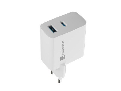 Ładowarka sieciowa RIBERA GAN 1X USB-A + 1X USB-C 65W Biała