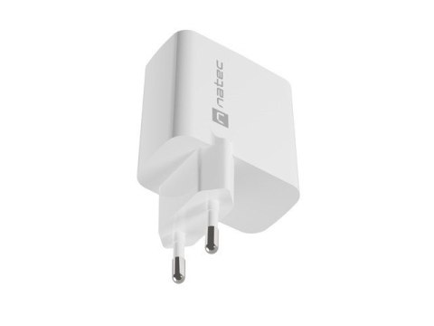 Ładowarka sieciowa RIBERA GAN 1X USB-A + 1X USB-C 65W Biała