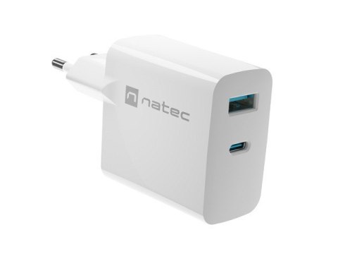 Ładowarka sieciowa RIBERA GAN 1X USB-A + 1X USB-C 65W Biała