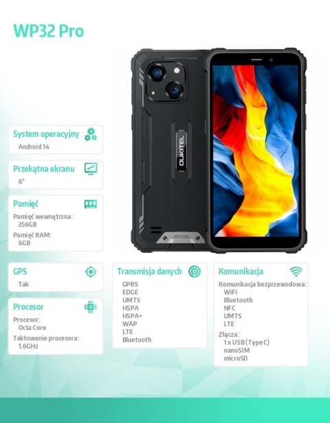 *Smartfon WP32 Pro 4G 6/256GB IP69K czarny