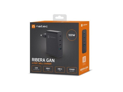 Ładowarka sieciowa Ribera GAN 3xUSB-C + 1x USB-A 100W czarna