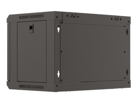 Szafa instalacyjna rack wisząca 19" 6U 540x350 czarna drzwi przeszklone ( flat pack)