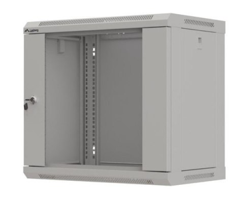 Szafa instalacyjna rack wisząca 19" 9U 540x350 szara drzwi przeszklone ( flat pack)