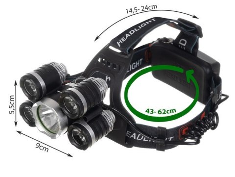 Latarka czołowa 5 x LED T6 CREE Trizand