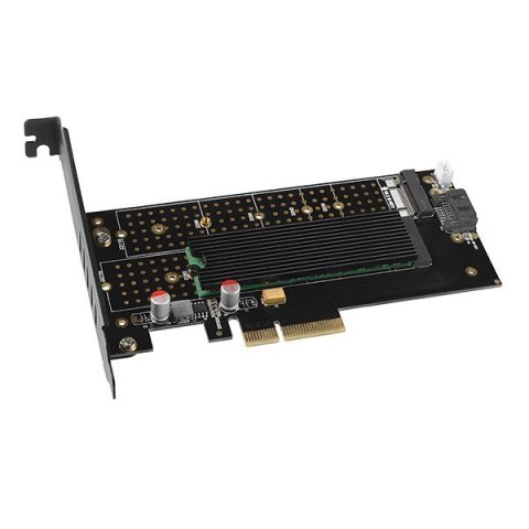 PCEM2-DC Adapter wewnętrzny PCIe x4, 1x M.2 NVMe M-key + 1x SATA B-key slot, chłodnica, SP & LP + radiator