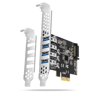 PCEU-43RS Kontroler PCIe 4x port USB 3.2 GEN 1, UASP, chipset Renesas, 15-pin SATA zasilacz, dual power