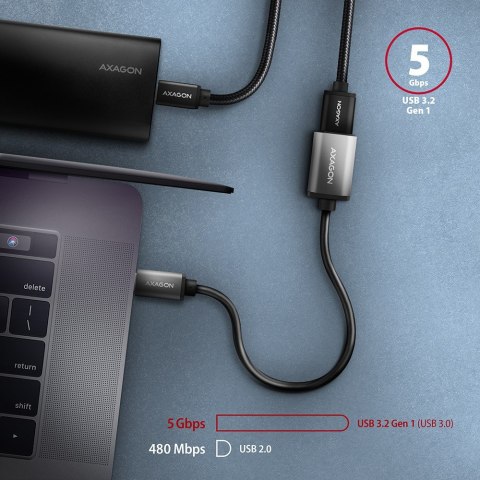 RUCM-AFAC Kabel adapter USB 3.2 Gen 1 Type-C samiec -> Type-A żeńska, 0,2m, 3A, ALU