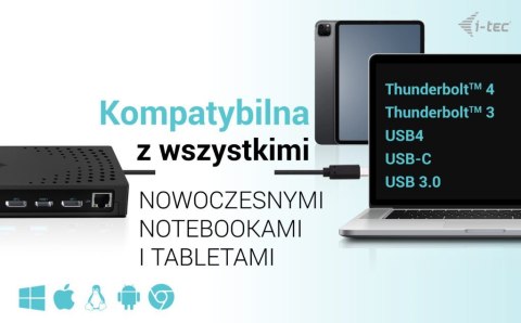 Stacja dokująca USB 3.0 / USB-C / Thunderbolt, 3 x 4K Gen 2 + zasilanie 100 W