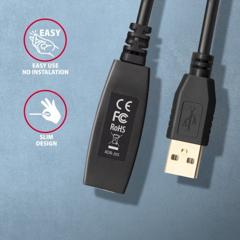 ADR-205 USB 2.0 A-M -> A-F aktywny kabel przedłużacz/wzmacniacz 5m