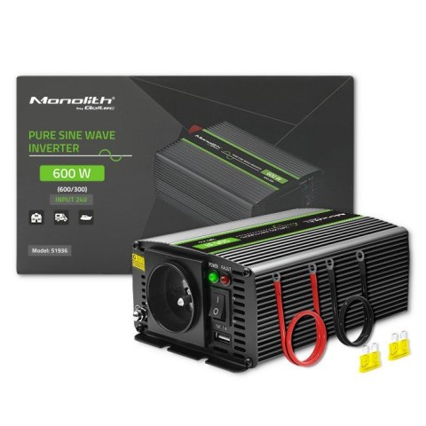 Przetwornica napięcia Monolith | 300W | 600W | 24V na 230V | Czysty Sinus