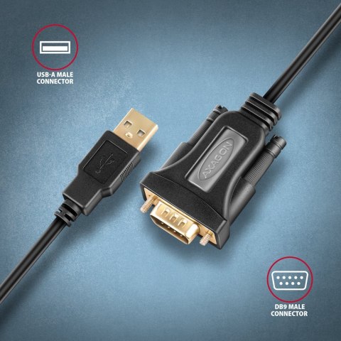 ADS-1PQN Adapter USB 2.0 > RS-232 Port szeregowy, 1,5m kabel, chip FTDI