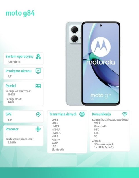 Smartfon moto g84 12/256 GB Błękitny