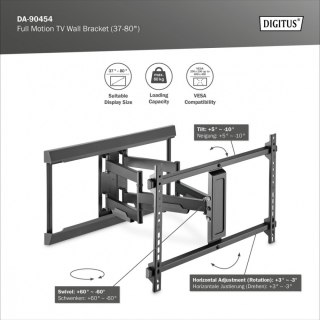 Uchwyt ścienny do TV 37-80" max. obciążenie 60kg, VESA max. 600x400 z regulacją w pionie i poziomie