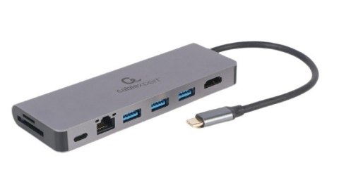 Hub USB-C do HDMI 1xUSB-C GbE 2xUSB-A Card PD