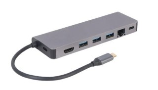 Hub USB-C do HDMI 1xUSB-C GbE 2xUSB-A Card PD