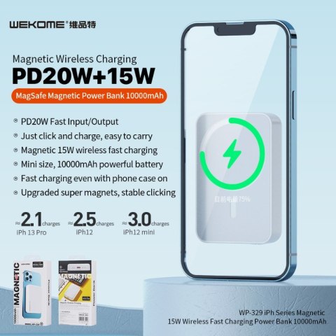 Powerbank indukcyjny 10000 mAh Fast Charging PD 20W MagSafe Biały