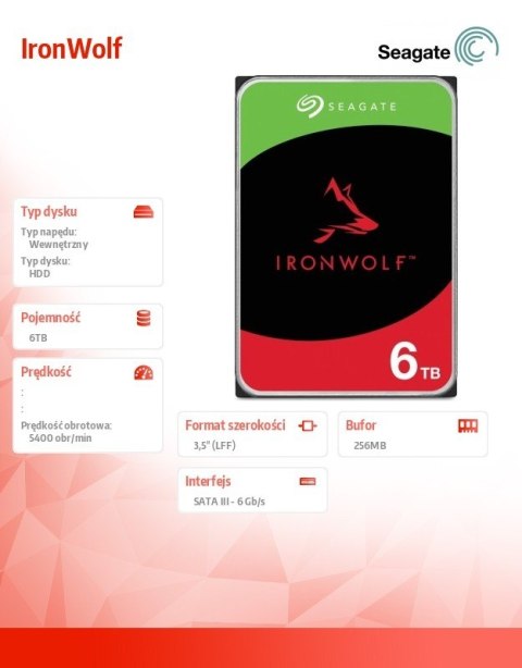 Dysk IronWolf 6TB 3,5 256MB ST6000VN006