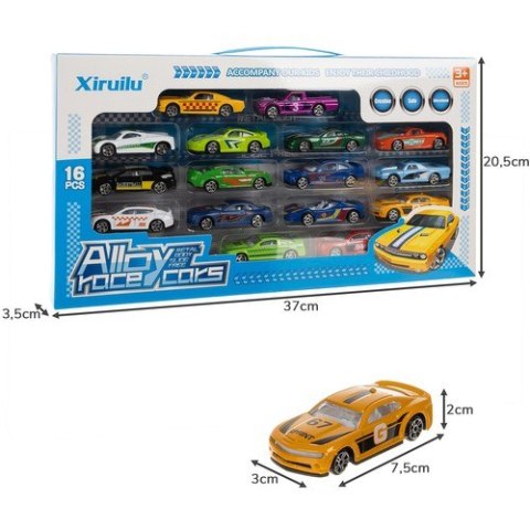 Autka kolorowe/resoraki 1:64- 16szt. Kruzzel 20352 Kruzzel