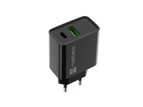 Ładowarka sieciowa Ribera 1x USB-A + 1x USB-C 20W Czarna