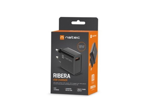 Ładowarka sieciowa Ribera 1x USB-A 18W Czarna