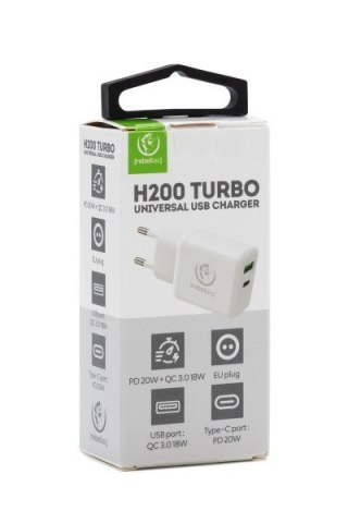 Ładowarka sieciowa dwa porty USB-C + USB-A H200 TURBO QC3.0 + PD20W