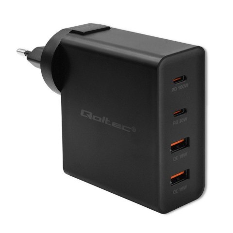 Ładowarka GaN Power Pro | 2xUSB-C | 2xUSB | 130W | 5-20V | 1.5-5A| PD | Czarna