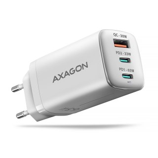 ACU-DPQ65W Ładowarka sieciowa GaN 65W, 3x port (USB-A + dual USB-C) PD3.0/QC4+/PPS/Apple, biała