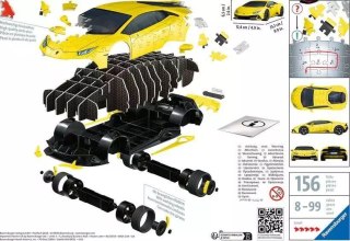 Puzzle 3D Pojazdy Lamborghini Huracan Evo Giallo