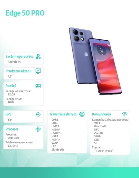 Smartfon Edge 50 PRO 12/512 Luxe Lavender (fioletowy)