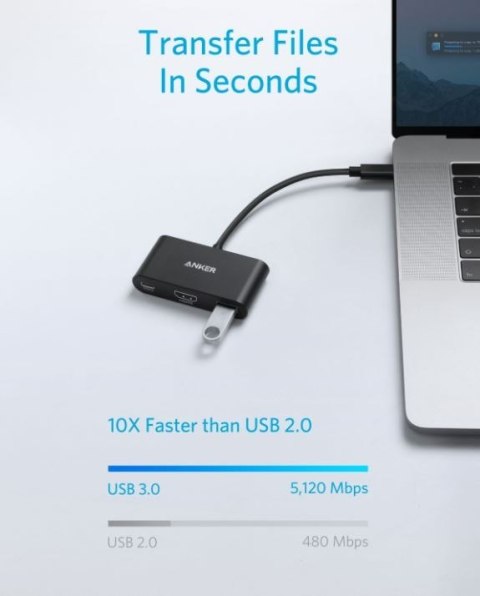 USB-C Hub 3w1 4K HDMI szary