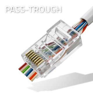 Wtyk przelotowy złącze RJ45 | CAT5e | UTP | Pass Throuh | Pozłacane styki | 100 sztuk