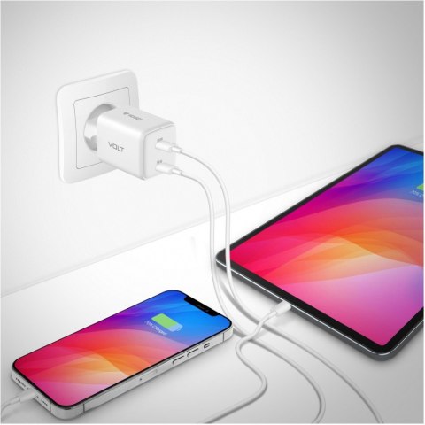 Ładowarka sieciowa USB C 2x18W 3A Power delivery 3.0 QC3.0 Biała