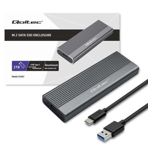 Obudowa | kieszeń na dysk SSD M.2 | SATA | NGFF | USB-C | Super speed 6Gb/s | 2TB | Szara