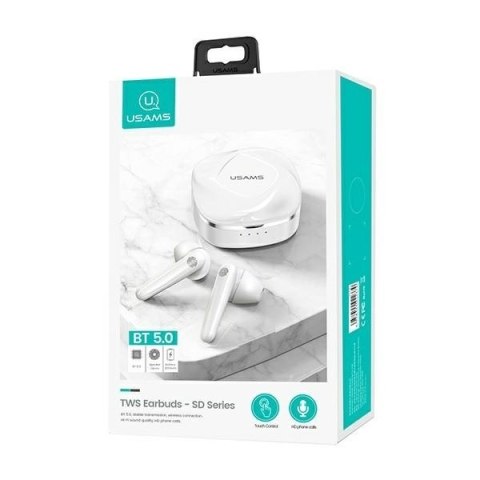 Słuchawki Bluetooth TWS 5.0 SD Series białe BHUSD01 Słuchawki Bluetooth TWS 5.0 SD Series białe BHUSD01