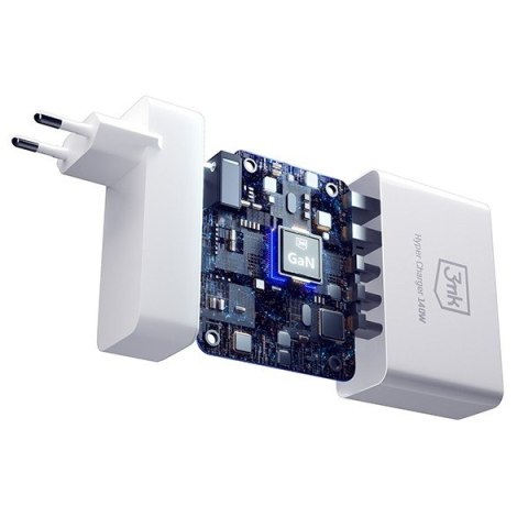 Ładowarka sieciowa 140W 3xUSB-C+2xUSB-A GaN PD QC