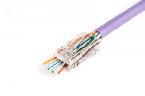 Wtyk RJ45 (8P8C) przelotowy, kat.6, nieekranowany, AWG 26-24, opakowanie 100 szt.