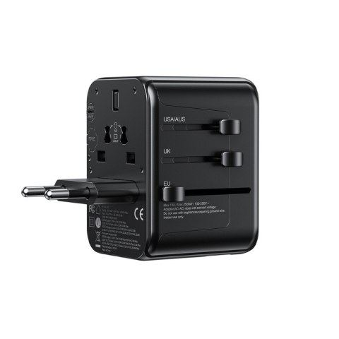 Ładowarka / Adapter podróżny Pop Digital Series EU / UK / US / AU + 3x USB-C & 2x USB-A 30W Czarny